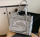Qfdian 2025 New Women Vintage Students Tote Bags Fashion Transparent All Match Shoulder Ita Bag Casual Chic Bow Y2k Aesthetic Handbags