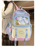 Qfdian High-capacity Casual Contrast Color Backpacks Y2k Aesthetic Transparent Schoolbags Streetwear Students Patchwork Backpack Women