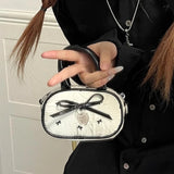 Qfdian Women Mini Cellphone Bags Fashion Sweet Fairy Bow Top-Handle Bag Y2k Aesthetic Ins Clutches Casual Elegant Purses and Handbags