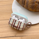 Qfdian Korea fashion cute plaid sweater pattern gloss cover soft shockproof protection case for airpods 1 2 3 4 pro 2 coque fundas
