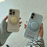 Qfdian Ins simple blue clrcle phone case for iphone 14pro 13 16 13pro 15promax 16promax 12 15 pro max 14 stand holder magnetic fundas