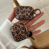 Qfdian fashion luxury transparent leopard print pattern black love heart Pendant for airpods 4 3 1 pro 2 soft silicone protection case