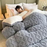 Qfdian  High End Thickened Winter Warm Blankets for Beds Artificial Lamb Cashmere Weighted Blanket Thicker Warmth Duvet Quilt Comforter