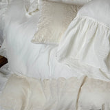 Qfdian  Vintage Lace French Princess Bedding Set 100% Cotton Double Yarn Soft Duvet Cover Flat Bed Sheet Large Ruffles Pillowcase