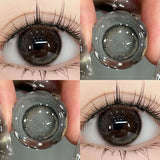 Qfdian 1Pair Myopia -0.00 to -8.00 Colour Contacts Lenses Natural Black Eye Lenses Beauty Pupil Blue Gray Lenses