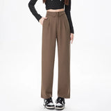Qfdian  Spring Korean Fashion Flipped Casual Women's Suit Pants New Solid Color Versatile Straight Leg Women Loose Wide Leg Pants