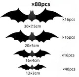 Qfdian  Halloween Bats Decorations,3D Pvc Bat on The Wall,Black Bats Wall Stickers,Halloween Scary Props Party Supplies DIY Decoration