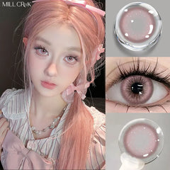 Qfdian 2Pcs Natural Gray Colored Contact Lenses Yearly Brown Makeup Pupils Lens for Eyes High Quality Soft Contact