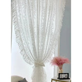 Qfdian  Sheer Curtains for Living Room Luxury Bedroom Tulle Curtains for Window French Lace Small Floral White Gauze Princess Style