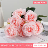 Qfdian  9 Heads Artificial Flower Silk Rose white Eucalyptus leaves Peony Bouquet Fake Flower for Wedding Table Party Vase Home Decor