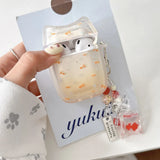 Qfdian lucky gradient goldfish koi fish transparent soft earphone case wireless bluetooth charging box cover for airpods 1 2 3 4 Pro 2