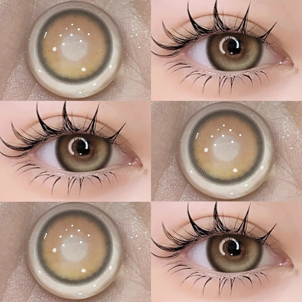 Qfdian 1 Pair Natural Color Contact Lenses Korean Brown Lenses Beauty Fashion Gray Lense Blue Lenses with High Quality Lens