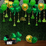 Qfdian  St Patricks Day Green Shamrock Clover Balloon Saint Patricks Party Decorations Garlands Banner Streamer Backdrop Hanging Decor