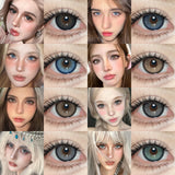 Qfdian 1Pair Natural Colored Contact Lenses 1Pair Beauty pupillents Yearly Grey Pupils Brown Contacts New Cosmetic