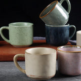 Qfdian  Retro Coarse Pottery Mug Creative Coffee Cups Saucer Set Restaurant Office Home Exquisite Afternoon Latte Ceramics Tea Cups Gift