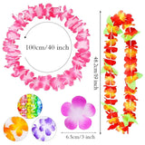 Qfdian  24/36pcs Hawaiian Leis Bulk Luau Party Colorful Tropical Flower Necklace Leis Summer Beach Hula Dance Party Decorations Supplies