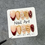 Qfdian  Blossom 3D Press On Nails Elegant Minimalist  Nude Pink Gradient Gold Line Marbling Detail Refined Feminine