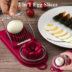 Qfdian Multifunctional Egg Cutter Stainless Steel Egg Slicer Sectioner Cutter Mold Flower-Shape Luncheon Meat Cutter Kitchen Gadgets