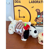 Qfdian Japanese Fluffy Cartoon Striped Dog Shoulder Bag Kawaii Sweet Fashion Women's Handbags Y2k Aesthetic Cute Crossbody Bags Trendy