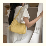 Qfdian Korean Chic Office Lady Shoulder Underarm Bag Elegant Pleated Casual Bags for Women Sweet Y2k Aesthetic Fashion Simple Handbags