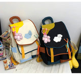Qfdian 2025 new women Patchwork Contrast Color schoolbags High-capacity student travel bags fashion Y2k Aesthetic All Match Backpacks