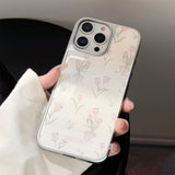 Qfdian Ins gilding flower back cover for iphone 14 15 13 pro max 16 promax cartoon tulips shiny phone case