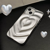 Qfdian Love Heart Matte silver Silicone Shockproof Protection Back Cover For iPhone 15 Pro Max 13 Pro 12 11 14 Fashion Girls Phone Case