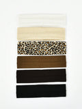 Qfdian 6pcs Unisex Simple Basic Solid Color Leopard Print Face Wash Cycling Running Sports Yoga Leisure Sweat-Absorbing Headband