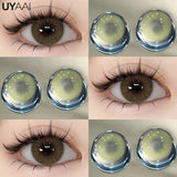 Qfdian 1 Pair Colored Contact Lenses for Eyes Natural Fashion Lenses Gray Beauty Pupils Blue Eye Lenses Cosmetics Soft Lenses