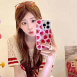 Qfdian INS Korea Fruit Pear Strewberry Phone Case For Iphone 15ProMax 16Pro 13 14 15 16 Pro Max 16ProMax 14Pro Cover Fundas