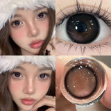 Qfdian 1Pair Colour Contacts Lenses Myopia Pink Rose Eye Lenses Beauty Pupil Blue Eyes Brown Lenses Makeup