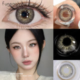 Qfdian  1 Pair Big Eyes Colored Contact Lenses Natural Brown Eyes Lens Gray Pupils Eyes Makeup Korean Style Contact Yearly Use