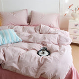 Qfdian Luxury 100% Cotton Yarn-Dyed 3-Piece Duvet Cover Set (1 Duvet Cover + 2 Pillowcases), Pre-Washed,Stripe Design, Bedding Set