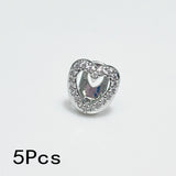 Qfdian 1/2/5Pcs Niche design zirconia hollowed-out heart-shaped teeth dental ornaments,hip-hop braces,and heart-shaped dental ornaments