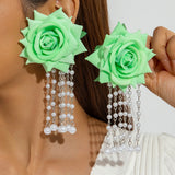 Qfdian  Stylish and unique large flower vacation earrings