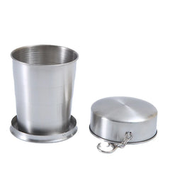 Qfdian Portable Stainless Steel Foldable Cup 75ml/150ml/250ml Outdoor Travel Collapsible Coffee Mug Telescopic  Hiking Camping Water