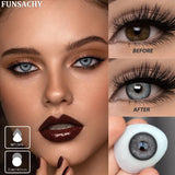 Qfdian  1 Pair Colored Contact Lenses for Eyes Blue Pupil Beautiful Eye Contacts Natural Soft Brown Gray Lenses Yearly Cosmetic