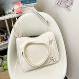 Korean Streetwear Transparent Ita Bags Simple All Match Zipper Bow Women Underarm Bag New Y2k Aesthetic Casual Shoulder Handbags
