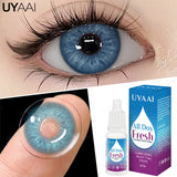 Qfdian 10ml Eye Drops Lenses Set 1 Pair Colored Contact Lenses for Eyes Beauty Pupils Rewetting Drops Health Care Blue Eye Lenses