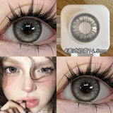 Qfdian 2Pcs Korea Colored Contact Lenses Prescription Myopia Degree -0.00 to-8.00 Blue Makeup Soft Lens Eye Beauty Pupil Lan Cat