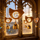 Qfdian  1pc Vintage Natural Wooden Bird Suncatcher Hanging Crystal Prism Rainbow Generator Window Hanging Reflector