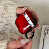 Qfdian Lovely Black Red Gradient Soft Case With Keychain Fall Prevention Lanyard Earphone Cover for AirPods 1 2 3 4 Pro 2 TPU Shell