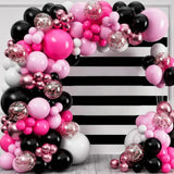 Qfdian  126pcs Rose Red Black White Balloon Arch kit,for Student School Birthday Party Wedding Graduation Halloween Christmas Decoration