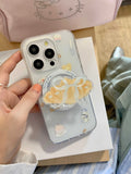 Qfdian INS bowkbot croissant stand holder magnetic phone case for iphone 15promax 13 14promax 15pro 12 15 pro max 14 milk bread funda