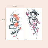 Qfdian  Waterproof Temporary Tattoo Sticker Plum Blossom Dragon Flower Arm Back Thighs Fake Tatto Flash Tatoo Tato for Girl Women Men