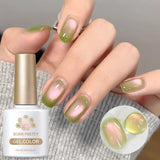 Qfdian 10ml/15ml Guava Green Cat Magnetic Gel Shine  Glitter Semi Permanent Soak Off UV Varnish Nail Supplies