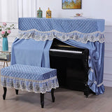 Qfdian  155x40x130 Simple Lace Piano Covers Piano Full Cover Fabric Middle Opening Piano Cover Dust Cover with Stool Cloth