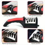 Qfdian 3-Segment Knife Sharpener Knife Sharpeners for Kitchen Knives Stainless Steel Three-Purpose Sharpening Stone for Kitchen Tools