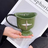 Qfdian  Minimalist Four Star Mug Cup Multi Functional Breakfast Oat Cup Desktop Ceramic Decorations Coffee Shop Dessert Container