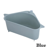 Qfdian Kitchen Triangular Sink Strainer Drain Fruit Vegetable Drainer Sponge Rack Storage Tool Basket Suction Cup Sink Filter Rack Tool